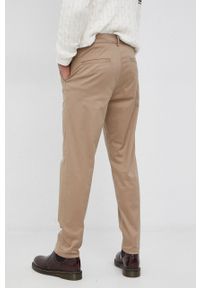 Selected Homme Spodnie męskie kolor beżowy dopasowane. Kolor: beżowy. Materiał: tkanina, bawełna, dzianina. Wzór: gładki #4