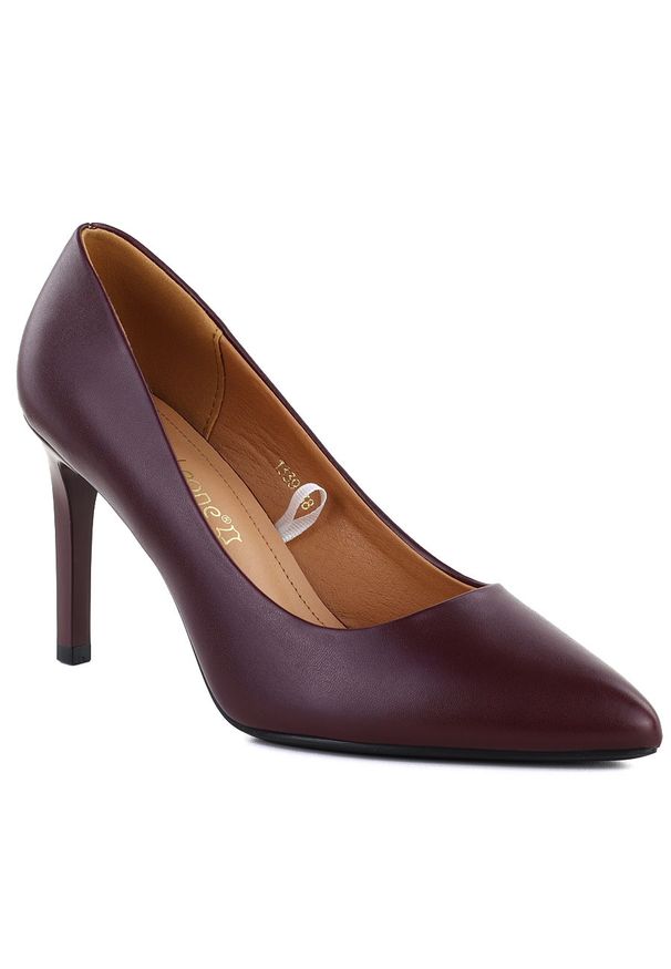 Czółenka szpilki bordowe spic Sergio Leone 1339. Kolor: czerwony. Materiał: skóra ekologiczna. Obcas: na szpilce