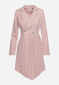 Born2be - Różowa Rozkloszowana Sukienka Mini z Kopertową Górą i Plisami na Dole Lontasa. Kolor: różowy. Typ sukienki: kopertowe. Styl: elegancki. Długość: mini #7