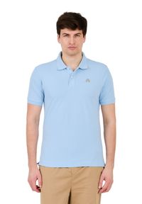La Martina - LA MARTINA Błękitne męskie polo z małym logo, Rozmiar L. Typ kołnierza: polo. Kolor: niebieski #6