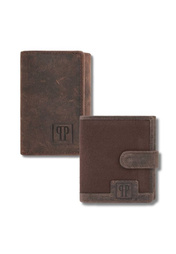 PAOLO PERUZZI - Portfel męski T-04-BR skórzane etui na klucze T-49-BR Zestaw prezentowy Paolo Peruzzi ZUP-126. Materiał: skóra