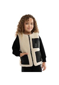 Dziewczęca dwustronna ocieplana kamizelka sherpa Lifestyle SIROKO Tiny-G. Kolor: czarny. Materiał: tkanina, materiał #1