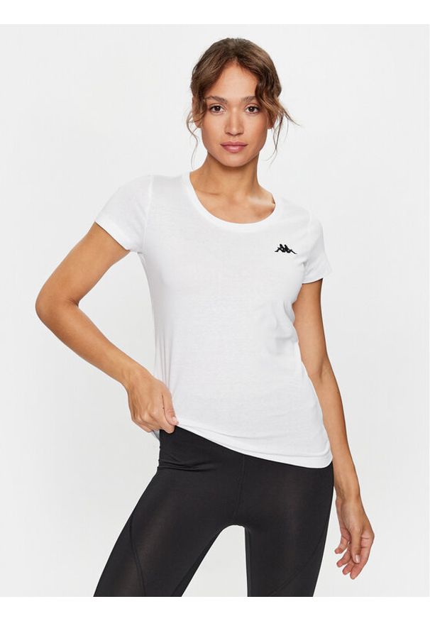 Kappa T-Shirt 709427 Biały Regular Fit. Kolor: biały. Materiał: bawełna