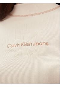 Calvin Klein Jeans Golf Hero Monologo J20J222973 Écru Slim Fit. Typ kołnierza: golf. Materiał: bawełna #5