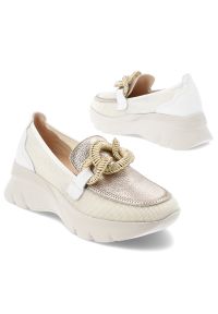 Białe Półbuty Hispanitas Stylowe Obuwie Damskie. Kolor: biały. Materiał: mesh, skóra. Wzór: aplikacja. Styl: elegancki #5