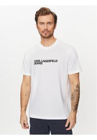 Karl Lagerfeld Jeans T-Shirt 235D1707 Biały Regular Fit. Kolor: biały. Materiał: bawełna