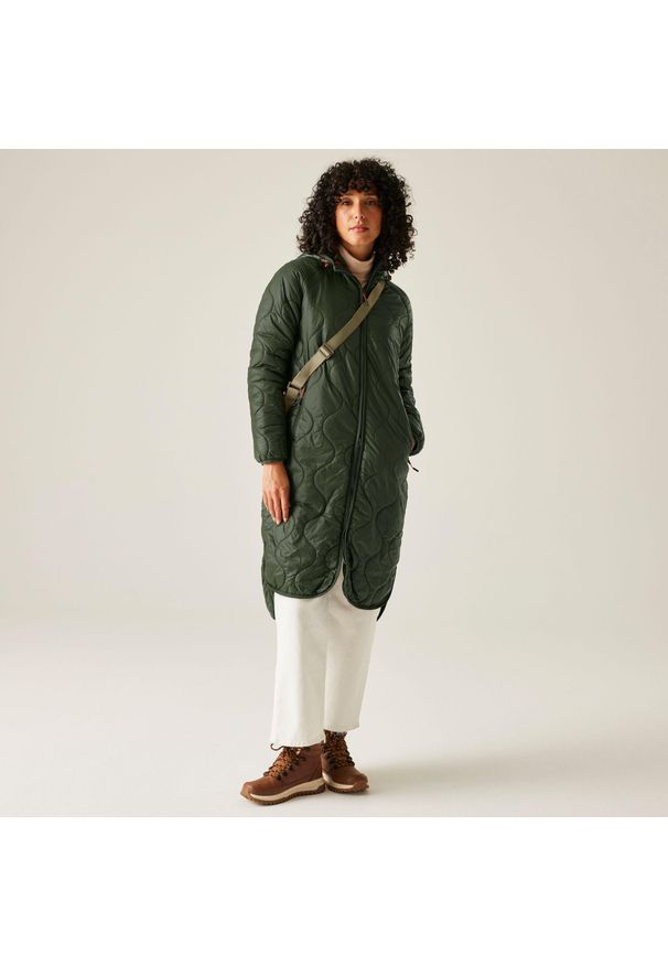 Regatta - Płaszcz damski przejściowy ocieplany Triea. Kolor: zielony. Materiał: poliamid, puch. Sport: turystyka piesza