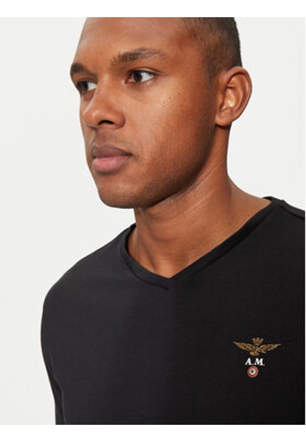Aeronautica Militare T-Shirt AM1UTI002 Czarny Regular Fit. Kolor: czarny. Materiał: bawełna