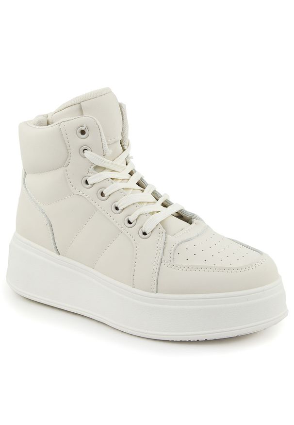 Buty sportowe wysokie za kostkę beżowe NEWS 8166. Wysokość cholewki: za kostkę. Kolor: beżowy. Materiał: skóra ekologiczna. Sport: turystyka piesza