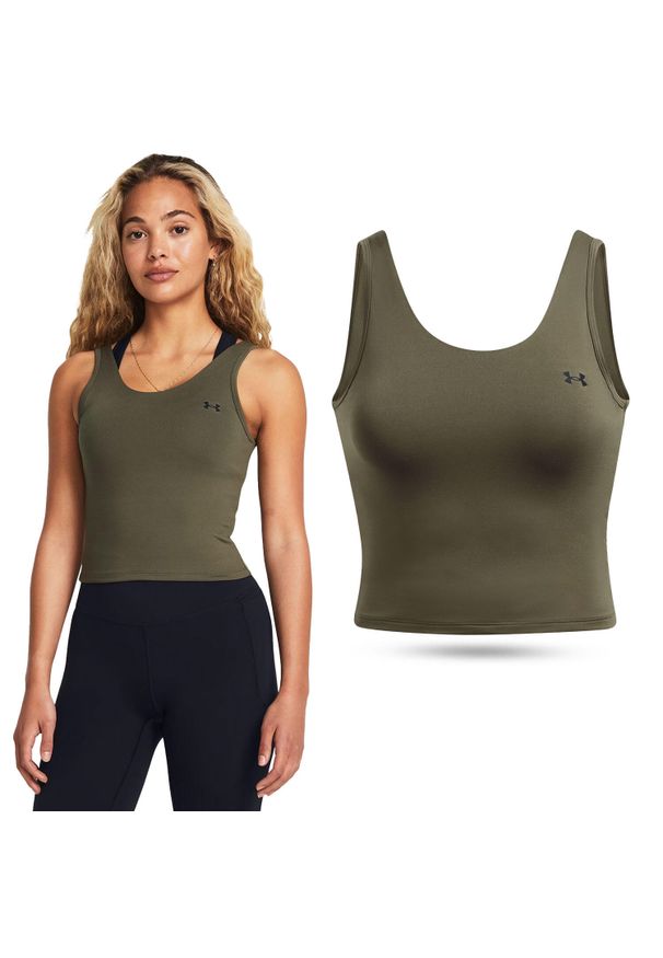 Koszulka treningowa damska tank top Under Armour szybkoschnąca na siłownię. Kolor: zielony. Sport: fitness