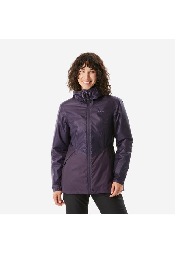 quechua - Kurtka turystyczna damska zimowa Quechua SH100 -5°C wodoodporna. Kolor: fioletowy. Materiał: polar. Sezon: zima. Sport: turystyka piesza