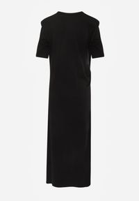 Renee - Czarna Marszczona Sukienka z Bawełny o T-shirtowym Kroju z Poduszkami Pelasea. Okazja: na co dzień. Kolor: czarny. Materiał: bawełna. Typ sukienki: proste, oversize. Styl: casual #4