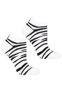 Biało-Czarne Stopki Damskie Zebra Moraj 3 Pary. Kolor: biały. Materiał: bawełna, włókno, materiał. Wzór: motyw zwierzęcy #3
