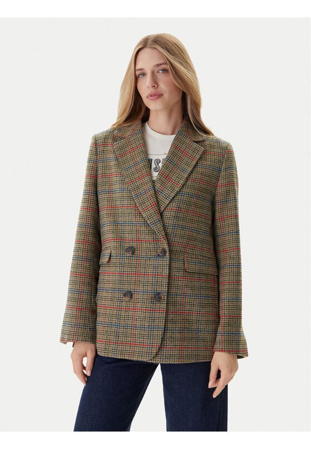 Mustang Marynarka Marlow 1016743 Brązowy Relaxed Fit. Kolor: brązowy. Materiał: syntetyk
