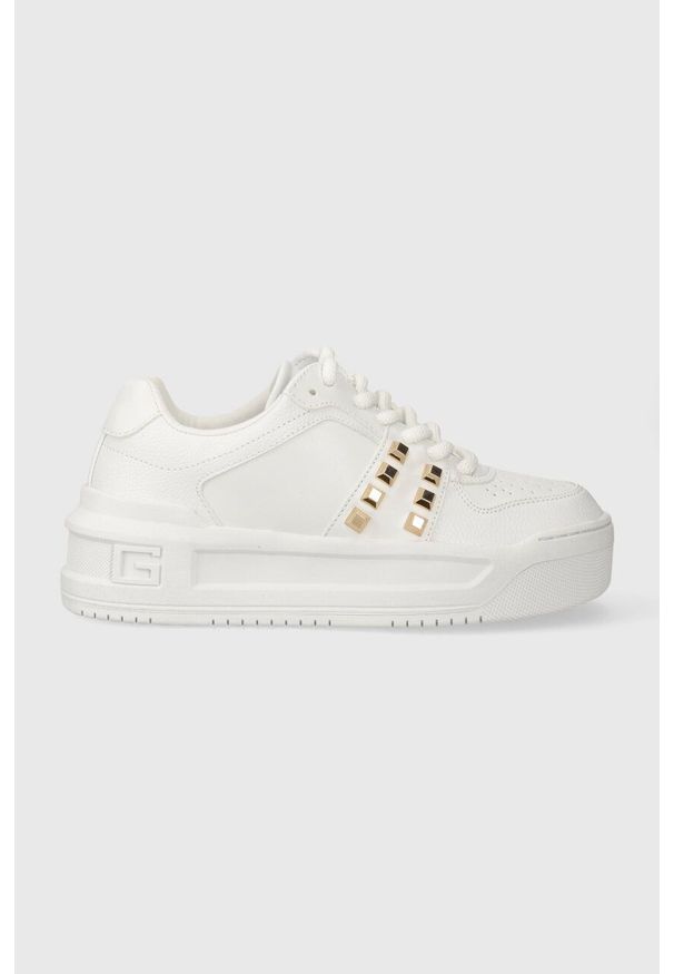 Guess sneakersy LEMSTUD kolor biały FL8MMS ELE12. Nosek buta: okrągły. Zapięcie: sznurówki. Kolor: biały. Materiał: guma. Obcas: na platformie