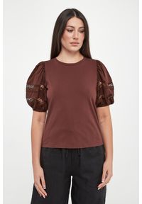 Twinset Milano - T-shirt damski z koronką TWINSET. Materiał: koronka. Wzór: koronka #4