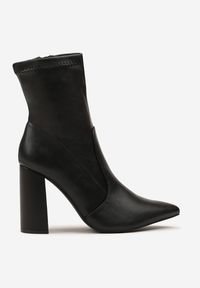 Born2be - Czarne Botki Vices na Słupku z Noskiem w Szpic Tadeina. Okazja: na spotkanie biznesowe, do pracy, na co dzień. Kolor: czarny. Materiał: jeans. Obcas: na słupku. Styl: klasyczny, biznesowy, casual #4