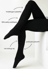 Born2be - Czarne Termiczne Rajstopy z Wełny Mocno Kryjące Cylleene. Kolor: czarny. Materiał: wełna #1