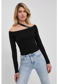 Miss Sixty sweter damski kolor czarny. Typ kołnierza: dekolt hiszpanka. Kolor: czarny. Materiał: dzianina. Długość rękawa: długi rękaw. Długość: długie #1