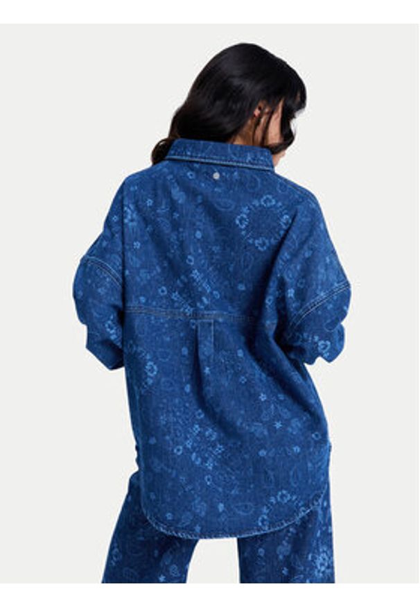 Roxy Koszula jeansowa Kick Back Washed ERJWT03750 Niebieski Relaxed Fit. Kolor: niebieski. Materiał: bawełna