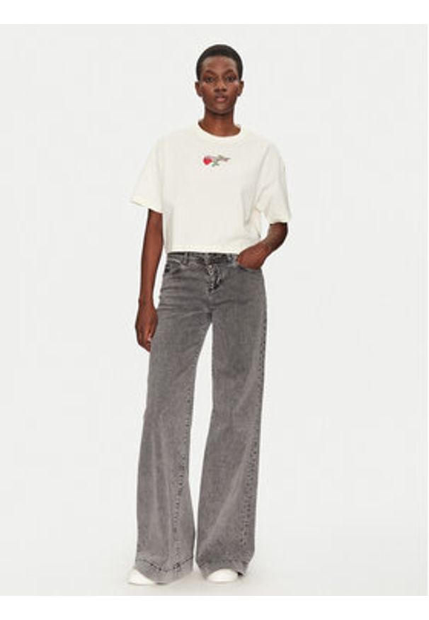 Converse T-Shirt Thorned 10028306-A01 Écru Oversize. Materiał: bawełna