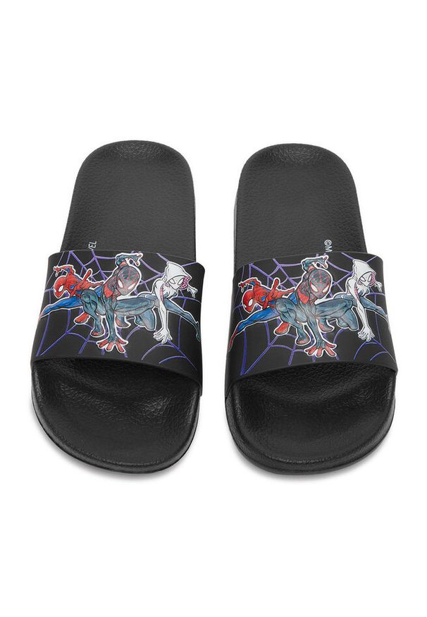 Klapki Spiderman Ultimate. Kolor: czarny. Wzór: motyw z bajki