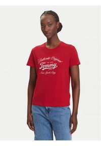 Tommy Jeans T-Shirt Essential DW0DW21404 Czerwony Regular Fit. Kolor: czerwony. Materiał: bawełna