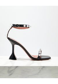 AMINA MUADDI - Czarne sandały na szpilce Julia. Zapięcie: pasek. Kolor: czarny. Wzór: paski. Obcas: na szpilce. Wysokość obcasa: średni #3