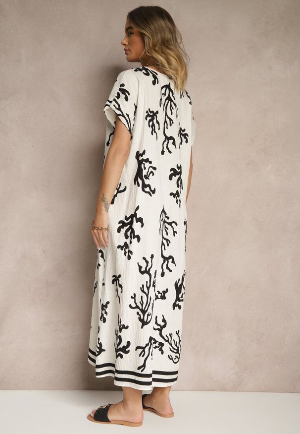 Renee - Czarno-Beżowa Pudełkowa Sukienka z Wiskozą i Lnem Sadeone. Okazja: na co dzień. Kolor: czarny. Materiał: len, wiskoza. Styl: casual, elegancki