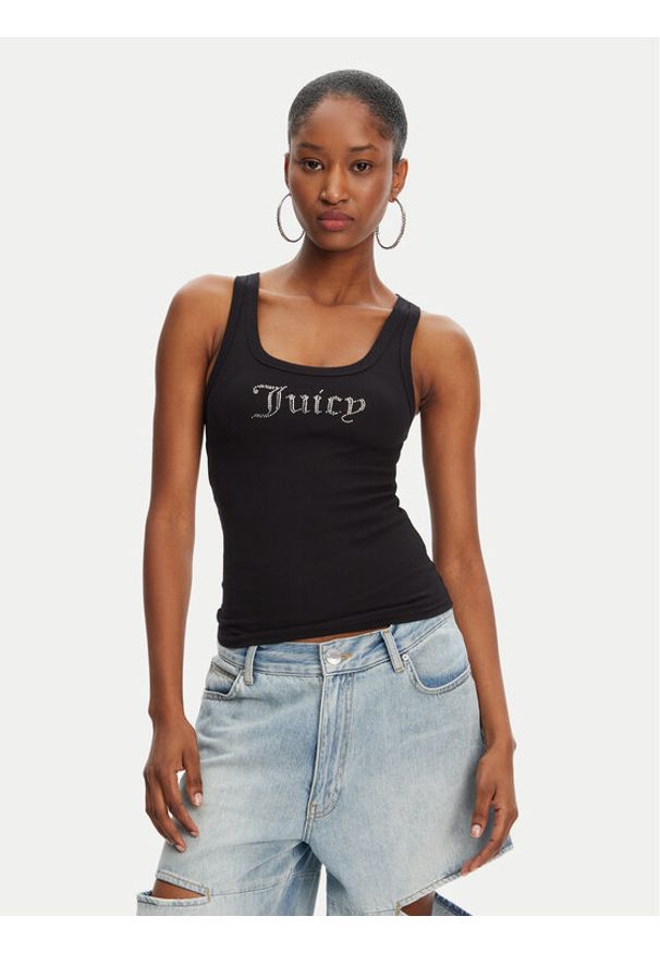 Juicy Couture Top Racer JCWLV125305 Czarny Slim Fit. Kolor: czarny. Materiał: bawełna