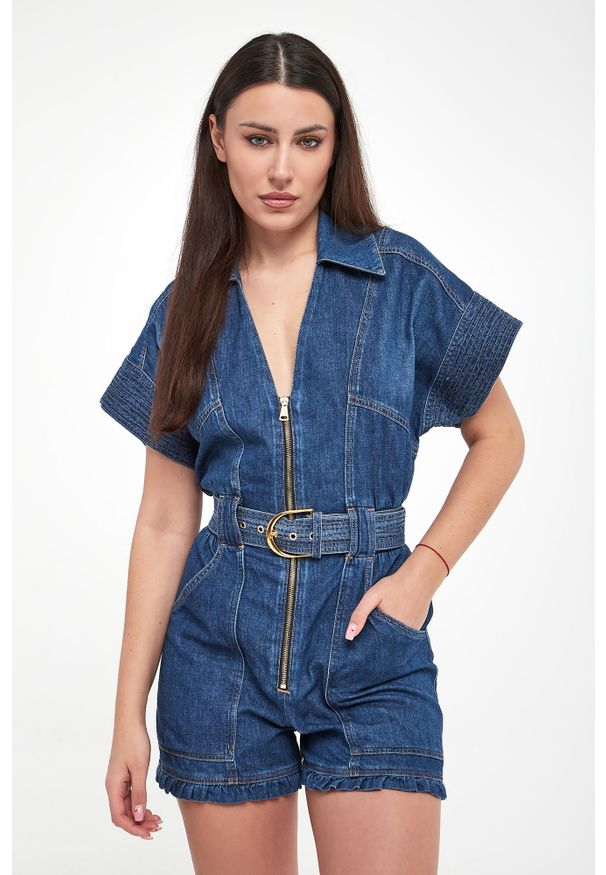 Elisabetta Franchi - Kombinezon damski jeansowy ELISABETTA FRANCHI. Materiał: jeans