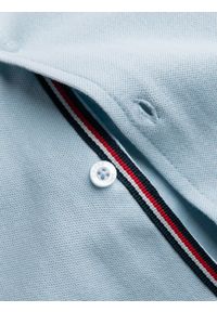 Ombre Clothing - Koszula męska dzianinowa z długim rękawem - błękitna V3 K542 - XXL. Typ kołnierza: kołnierzyk stójkowy. Kolor: niebieski. Materiał: dzianina. Długość rękawa: długi rękaw. Długość: długie. Wzór: kolorowy #5