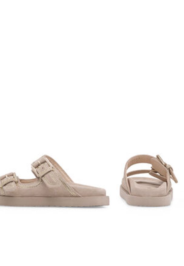 Eva Minge Klapki ELENA-24SS800 Écru. Materiał: skóra, zamsz