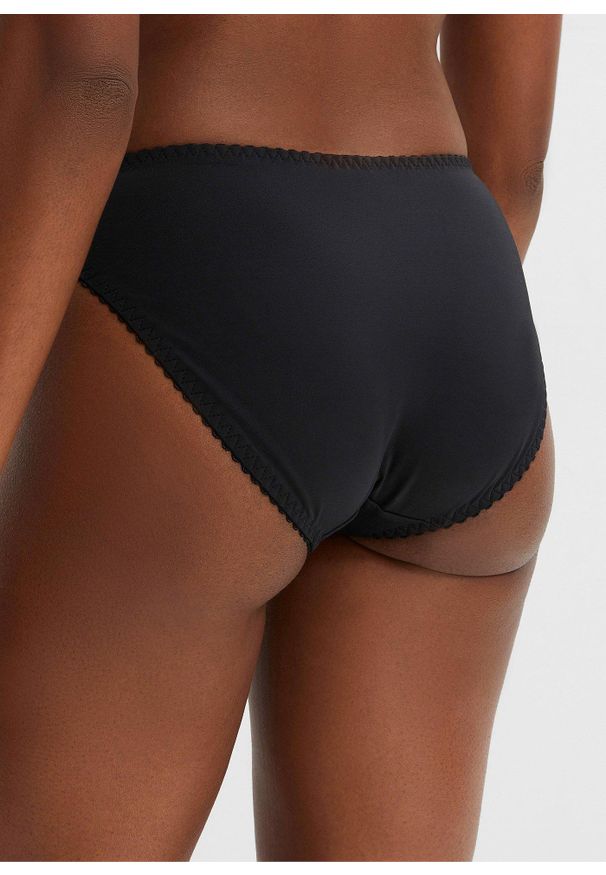 bonprix - Figi z delikatną koronką. Kolor: czarny. Materiał: koronka. Wzór: gładki, koronka