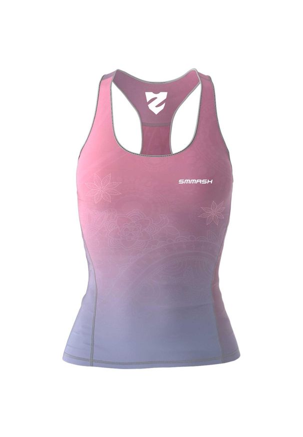 SMMASH - Tank top fitness damski Smmash Spiritual. Kolor: różowy, szary, wielokolorowy, fioletowy. Sport: fitness