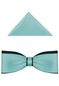 Modini - Błękitno-granatowa gładka mucha męska slim B28. Kolor: niebieski. Materiał: poliester, tkanina. Wzór: gładki. Styl: elegancki #1