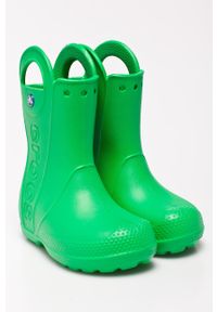 Crocs - Kalosze dziecięce. Nosek buta: okrągły. Kolor: zielony. Materiał: syntetyk, materiał. Szerokość cholewki: normalna. Wzór: gładki #2