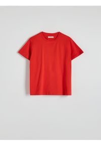 Reserved - Bawełniany t-shirt regular - czerwony. Kolor: czerwony. Materiał: bawełna