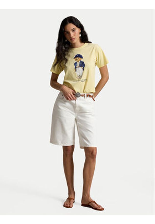 Polo Ralph Lauren T-Shirt 211B17792001 Żółty jasny Regular Fit. Typ kołnierza: polo. Kolor: żółty. Materiał: bawełna