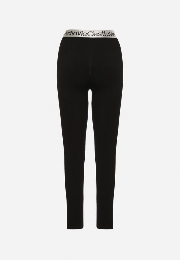 Born2be - Czarne Elastyczne Legginsy z Szeroką Gumą w Pasie Rindama. Kolor: czarny. Materiał: guma. Styl: sportowy