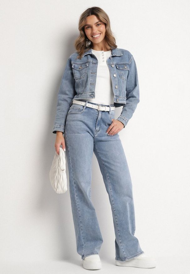 Born2be - Niebieskie Casualowe Jeansy o Szerokim Kroju Ivelzeri. Okazja: na co dzień. Kolor: niebieski. Styl: casual