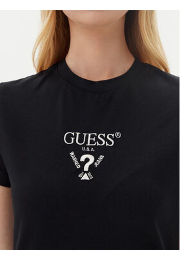 Guess T-Shirt V4YI21 KCDH1 Czarny Slim Fit. Kolor: czarny. Materiał: syntetyk