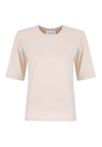 SELF LOVE - Beżowy t-shirt HAGA. Okazja: na co dzień. Kolor: beżowy. Materiał: bawełna. Styl: casual, sportowy #1