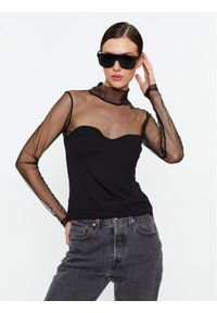 Sisley Bluzka 3MAPL200K Czarny Slim Fit. Kolor: czarny. Materiał: wiskoza