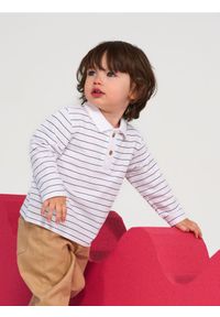 Sinsay - Koszulka z długimi rękawami z kołnierzykiem w paski - biały. Kolor: biały. Długość rękawa: długi rękaw. Długość: długie. Wzór: paski #1