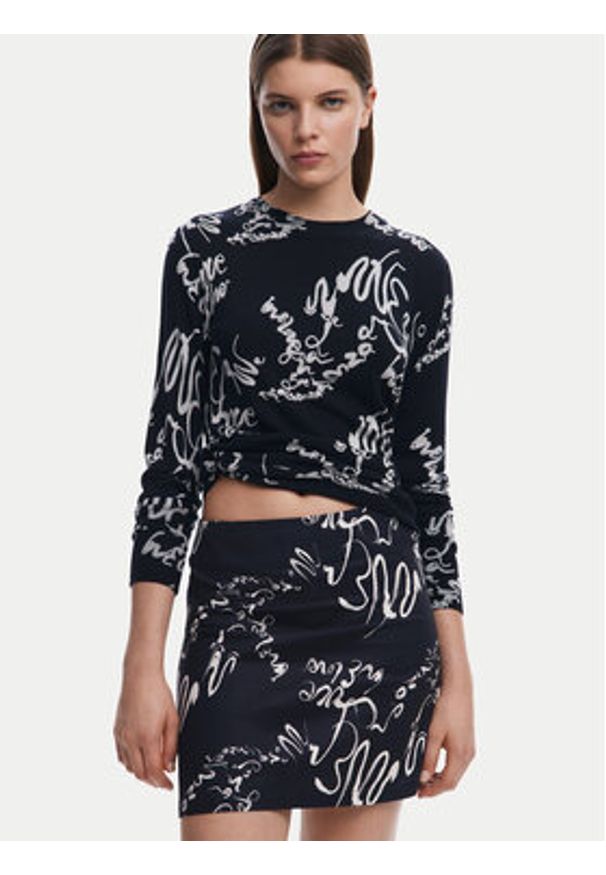 Desigual Spódnica mini 25SWFW03 Czarny Regular Fit. Kolor: czarny. Materiał: bawełna