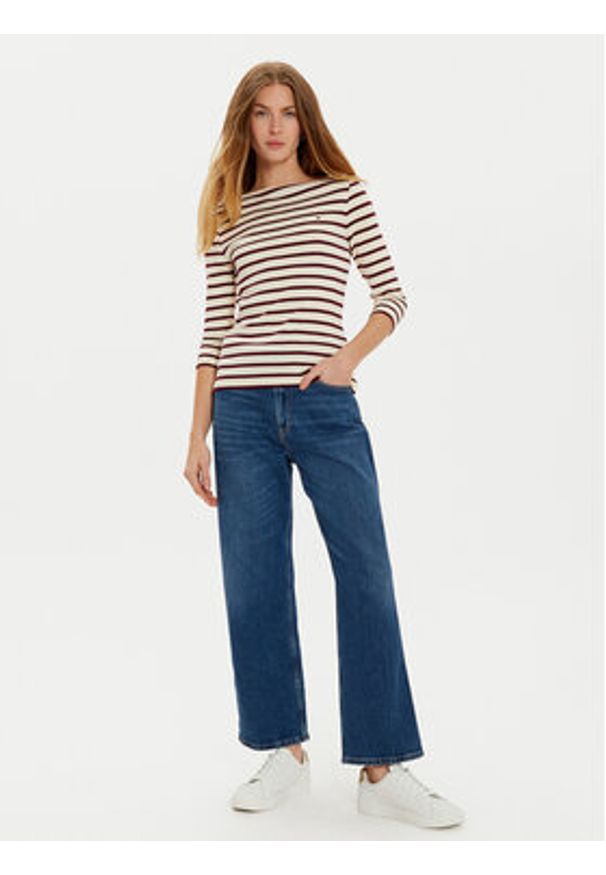 TOMMY HILFIGER - Tommy Hilfiger Bluzka New Cody WW0WW40589 Beżowy Slim Fit. Kolor: beżowy. Materiał: bawełna