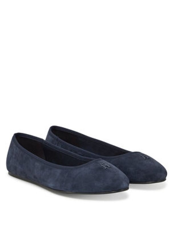 TOMMY HILFIGER - Tommy Hilfiger Baleriny Th Hardware Suede Ballerina FW0FW08655 Granatowy. Kolor: niebieski. Materiał: zamsz, skóra