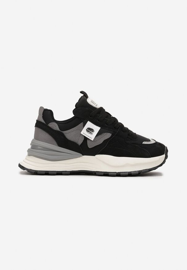 Renee - Czarno-Szare Sneakersy przed Kostkę na Grubej Podeszwie Jessicen. Wysokość cholewki: przed kostkę. Kolor: czarny