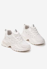 Renee - Białe Sneakersy na Tłoczonej Podeszwie z Siateczkowymi Wstawkami Amrogia. Kolor: biały #3